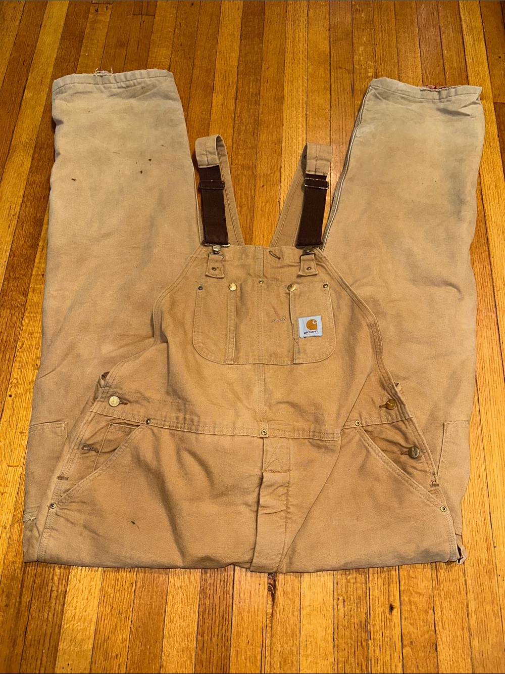 Carhartt Men's Canvas duck bib Overalls quilted 44 x 32